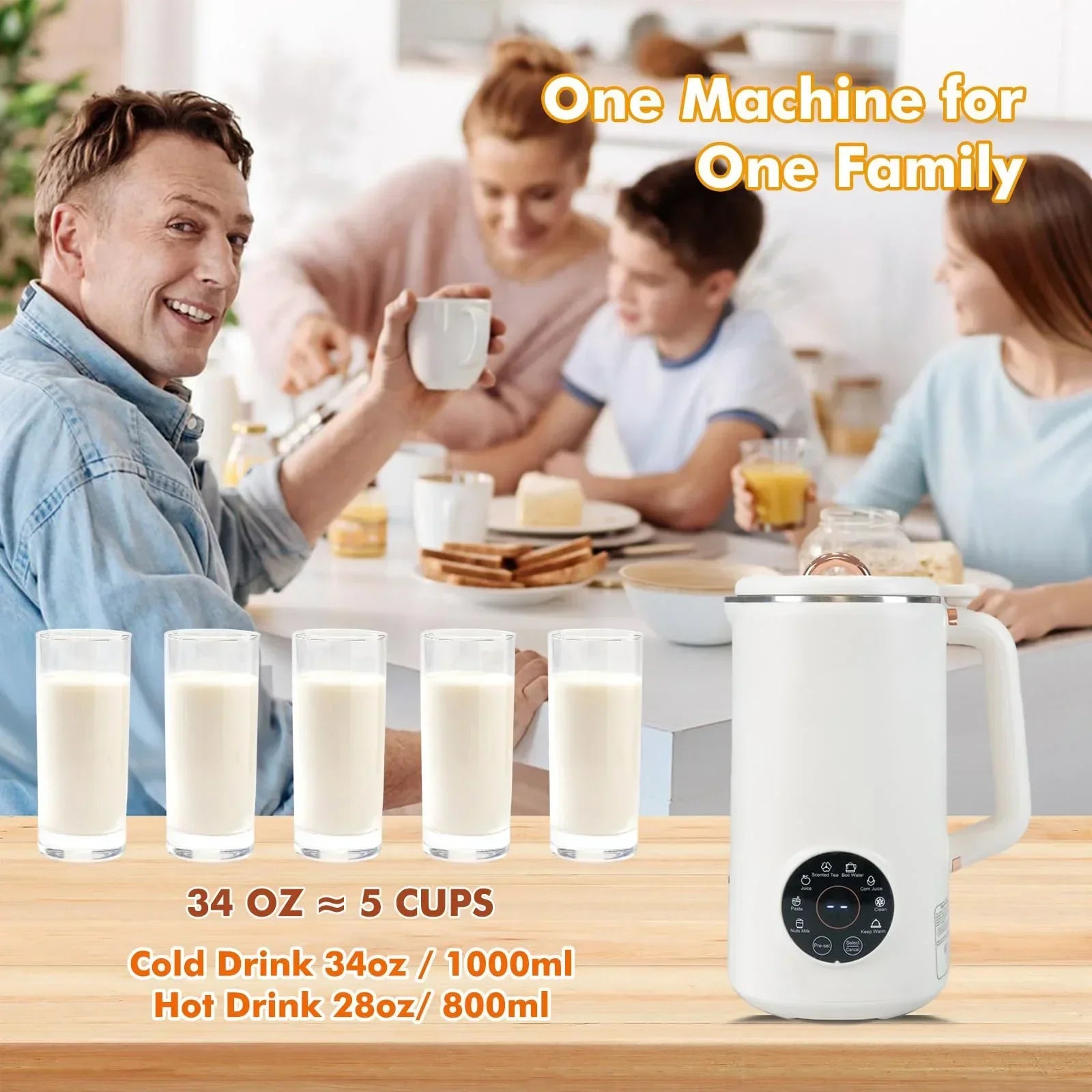 Maliben | Plantpure Plant Milk Maker 8-In-1 | For Nut, Oat & Soy Milk | 1000 Ml Capacity | Bpa-Free
