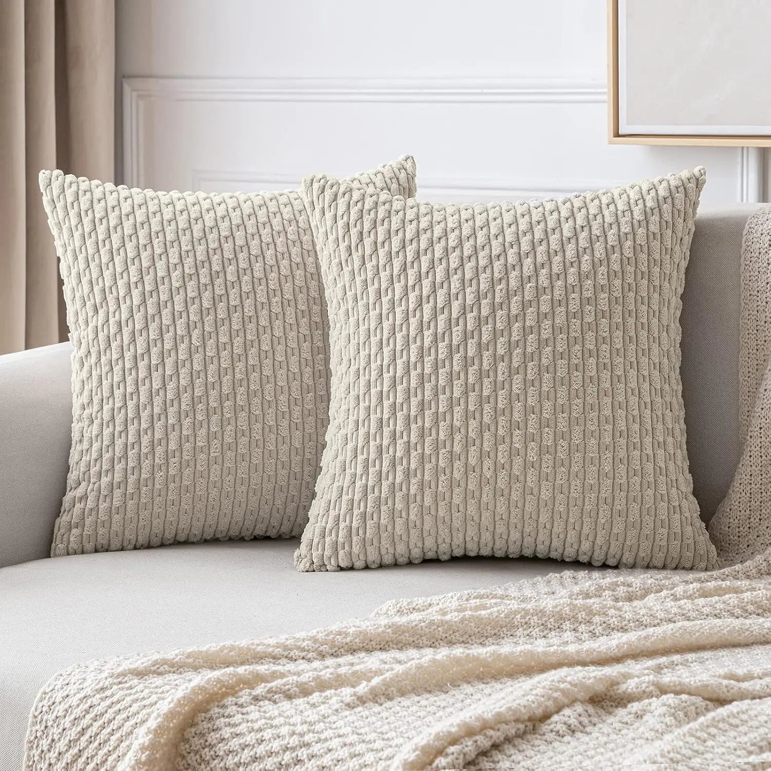 Maliben | Soft Ribbed Velvet Decorative Pillow With Stripes In Boho Style For Sofa And Bed