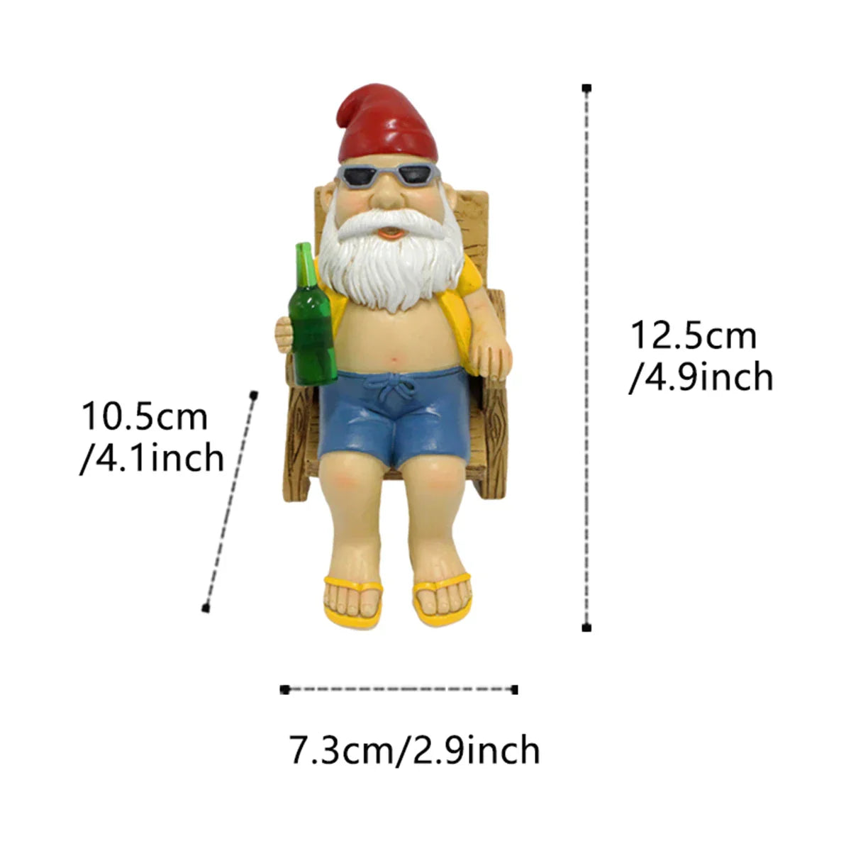 Maliben | Sunbathing Gnome Statue Made Of Resin With Lounger For Garden Decoration