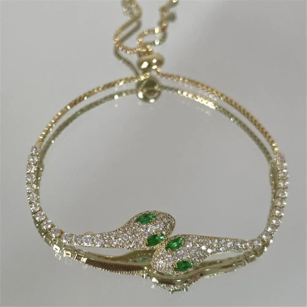 Maliben | Zircon Stone Adjustable Snake Bracelet