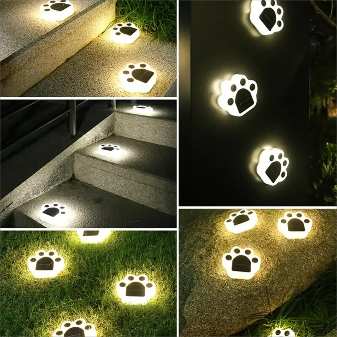Maliben | Glowing Paw Led Solar Pathway Outdoor Lights