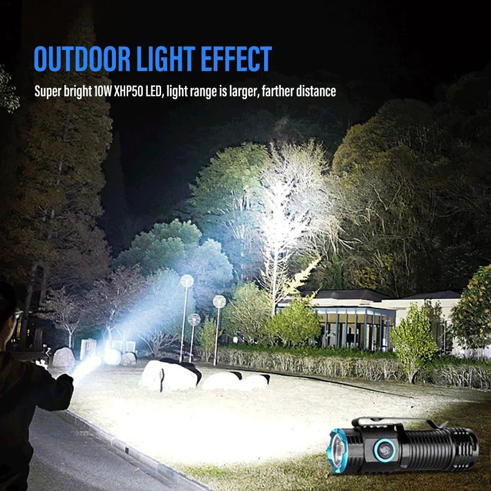 Maliben | Led Flashlight Lumixpro S-359 | Mini Xhp50 | Magnetic & Rechargeable | 1000 Lumens | Usb & Clip Function