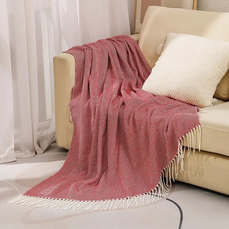 Maliben | Nordic Stripe Throw Sofa Blanket