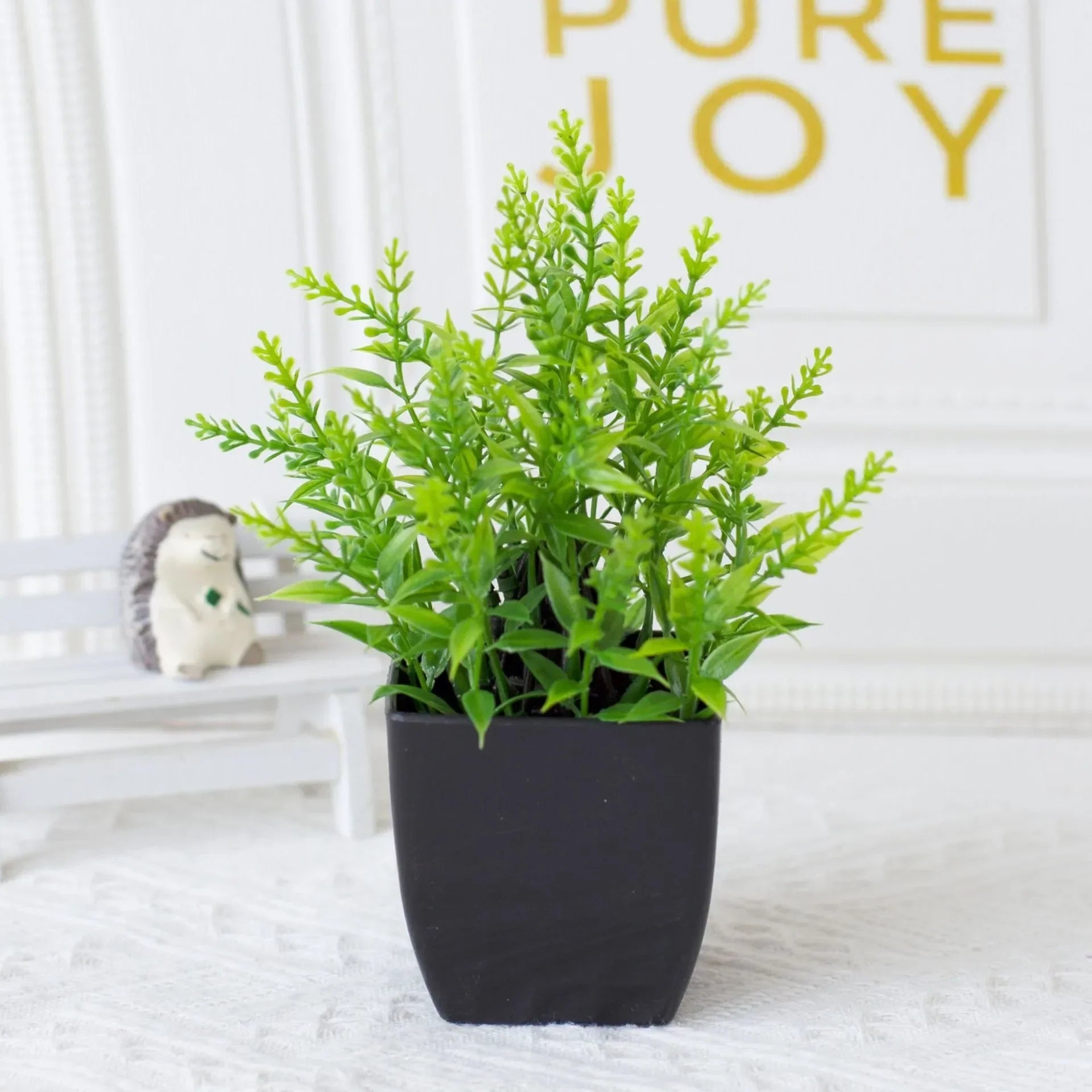 Maliben | Leafora Artificial Eucalyptus Plant In Black Pot | Mini Decorative Plant | For Table, Bathroom & Office