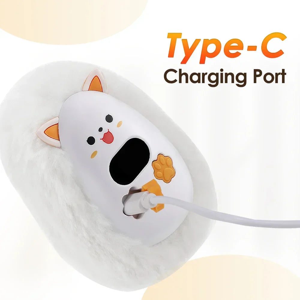 Maliben | Furrio Electric Hand Warmer Fox | Rechargeable 1200 Mah | 3 Heat Levels & Digital Display | Plush Surface | Usb Type-C | Portable For Winter & Office