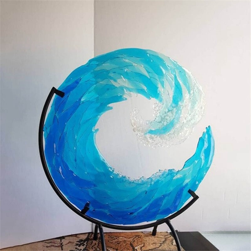 Maliben | Glass Sculpture Of Ocean Wave - Aquawave