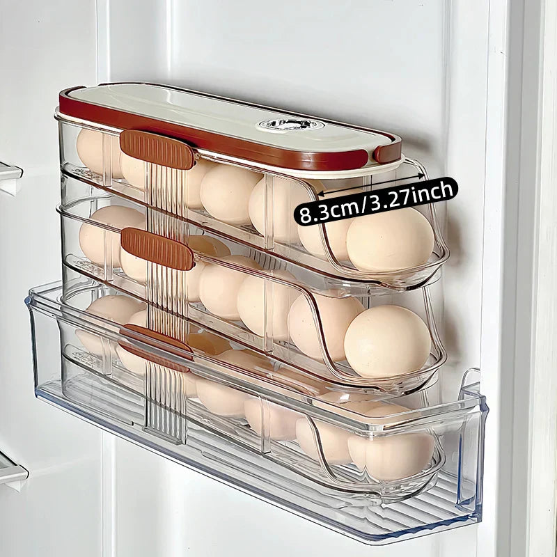 Maliben | Fridge Organizer Automatic Rolling Transparent Egg Storage Box