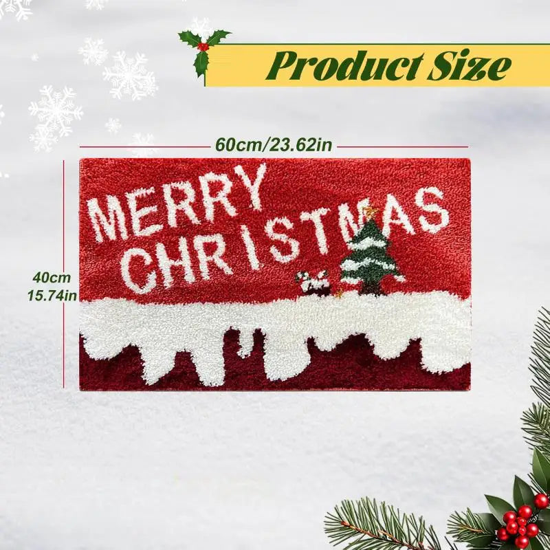 Maliben | Winter Love | Christmas Doormat | Santa & Gingerbread Man | Red | For Indoor & Outdoor | Non-Slip & Washable
