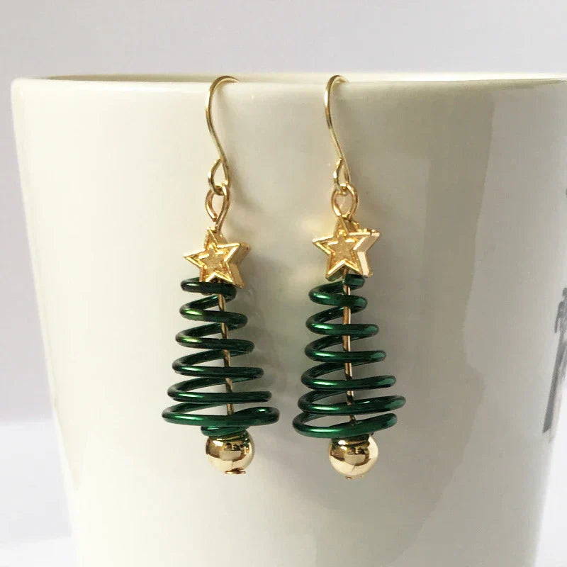 Maliben | Spiral Christmas Tree Dangle Earrings