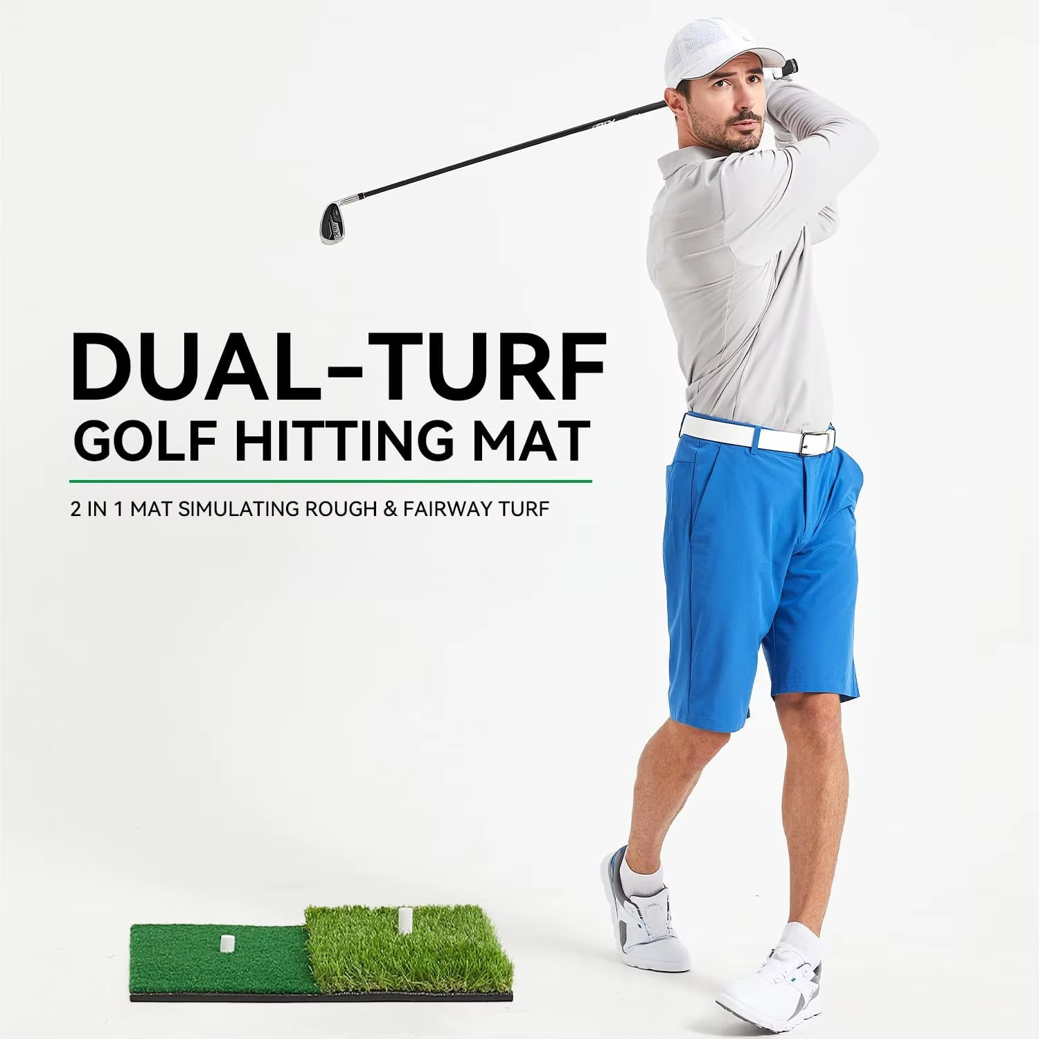 Maliben | Portable Golf Hitting Mat With Tee Hole For Backyard, Garage, And Indoor Practice