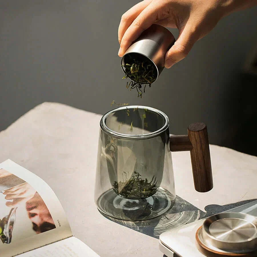 Maliben | Ultramodern Glass Tea Cup with Filter and Lid
