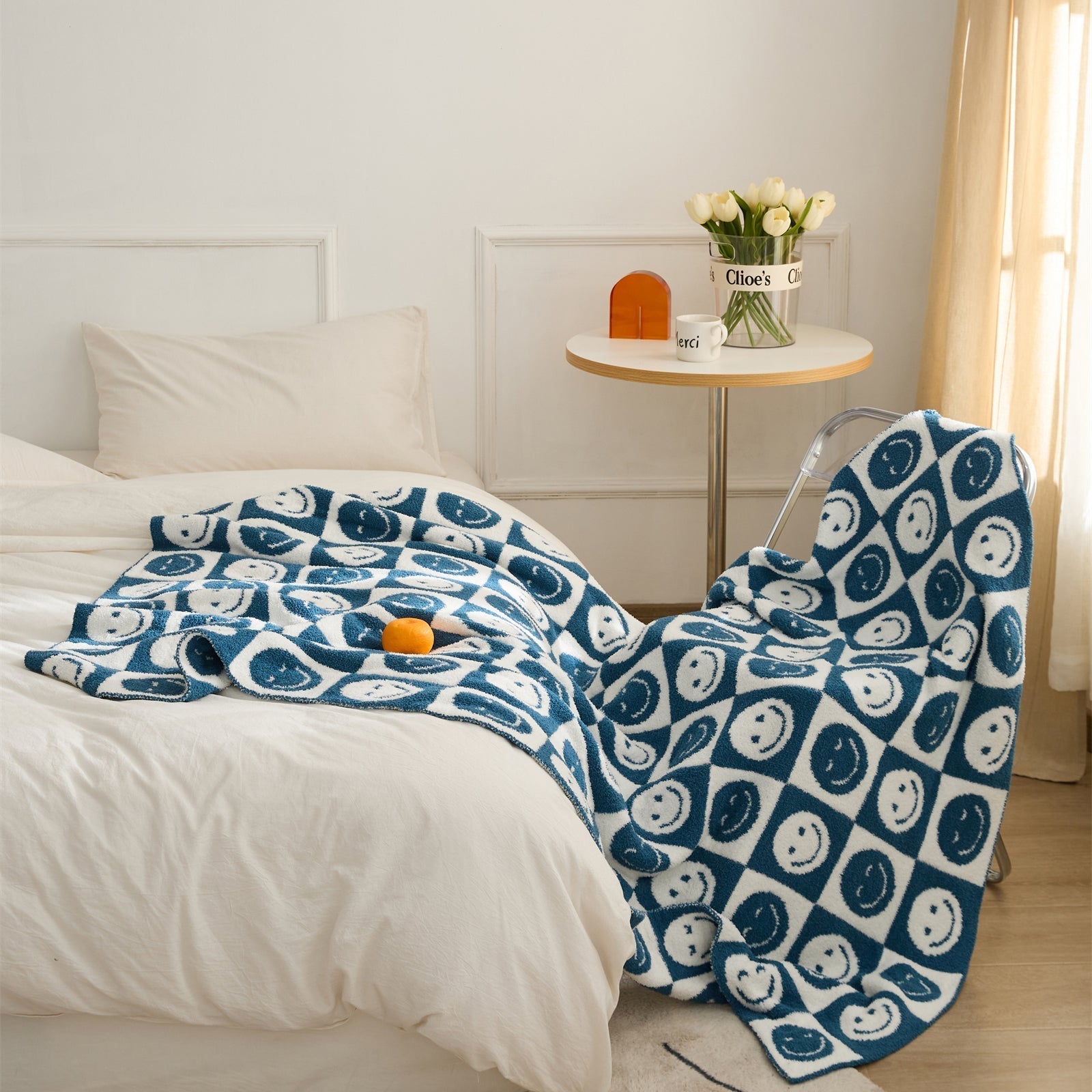 Maliben Smiley Checked Blanket