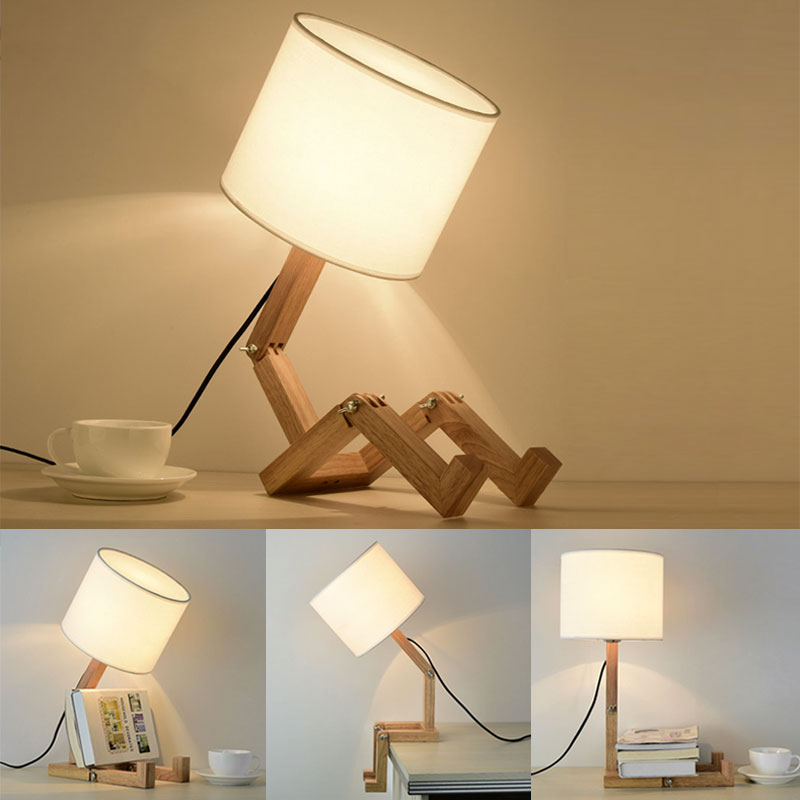 Maliben | Thinker Wooden Robot Modern Night Lamp