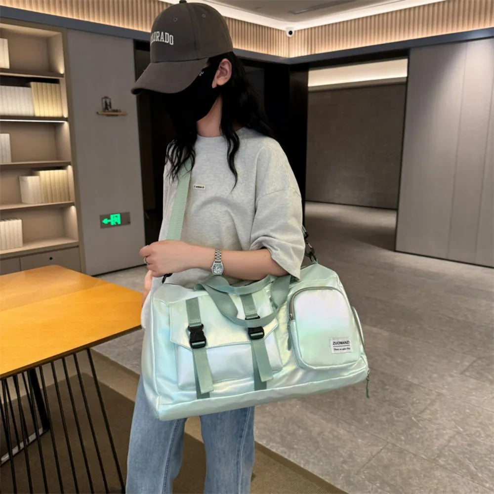 Maliben Lumivista Holographic Weekender Bag — Shoe Compartment