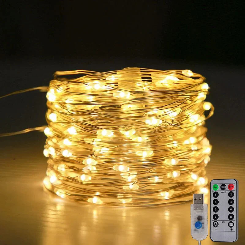 Maliben | Led Fairy Lights LuMicord | Usb & Remote Control | 8 Modes | Warm White | Ip65 Waterproof | Copper Wire | 5–30 m