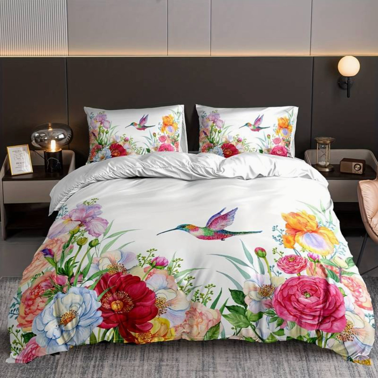 Maliben | Colorful Flowers Aura Duvet With Pillowcases