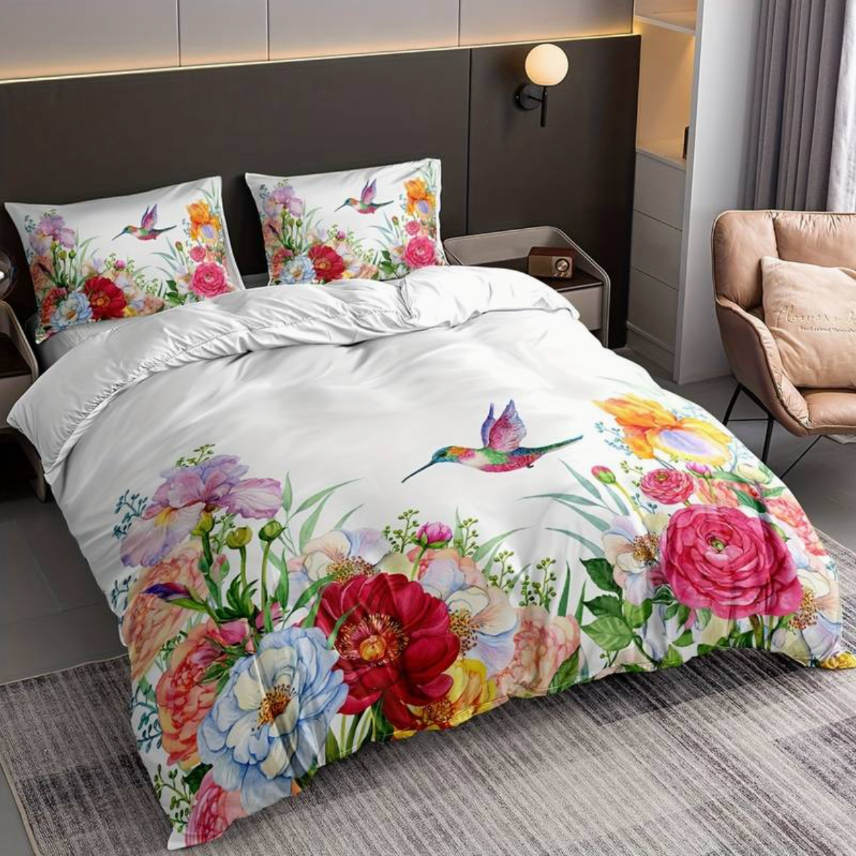 Maliben | Colorful Flowers Aura Duvet With Pillowcases
