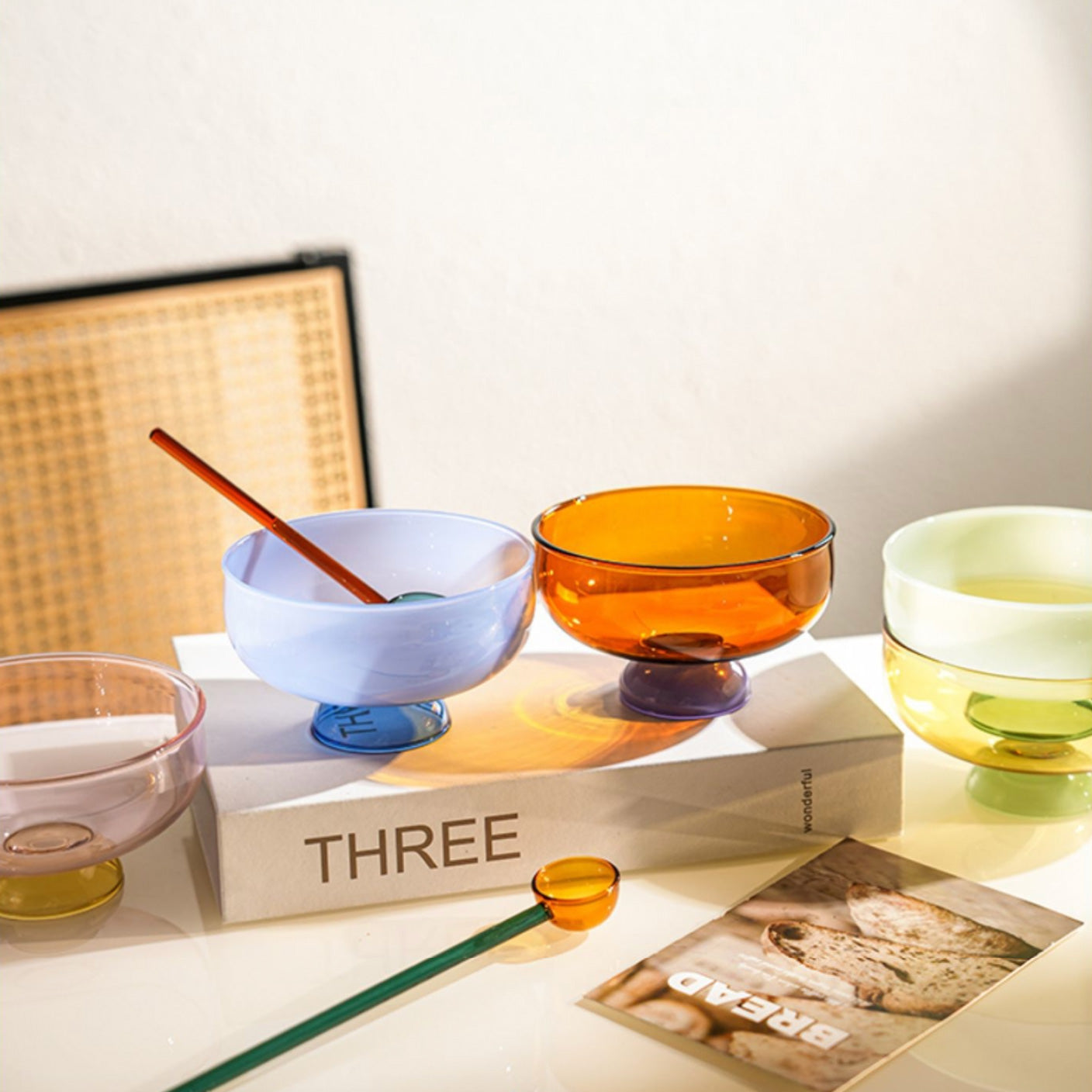 Maliben | Colorful borosilicate dessert bowl with spoon