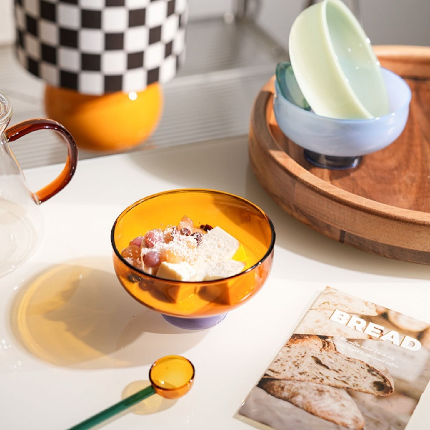 Maliben | Colorful borosilicate dessert bowl with spoon