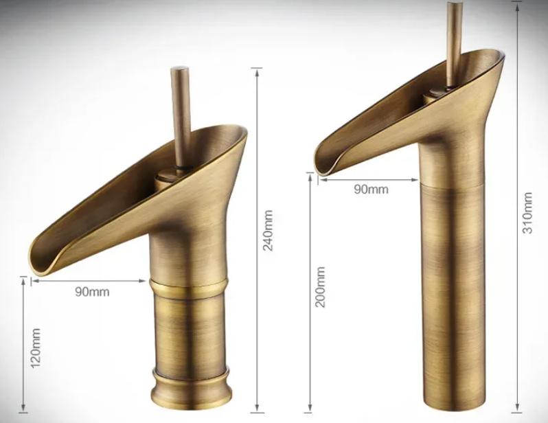 Maliben | Waterfall Antique Faucet Bathroom Sink Faucet Brass Sink Mixers