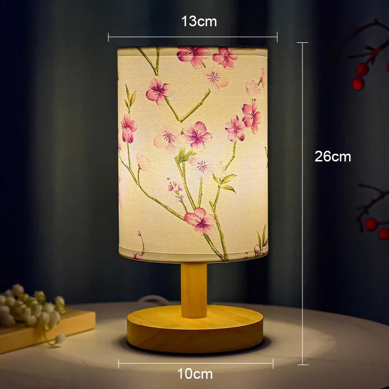 Maliben | Liánhua Led Table Lamp Plum Blossom | Dimmable | Fabric Shade In Chinese Style | Warm White Light | Eu Plug