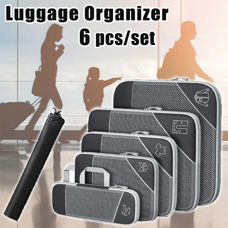 Maliben | Packease Travel Organizer Set | 6-Piece | Compressible Suitcase Bags | Waterproof & Space Saving