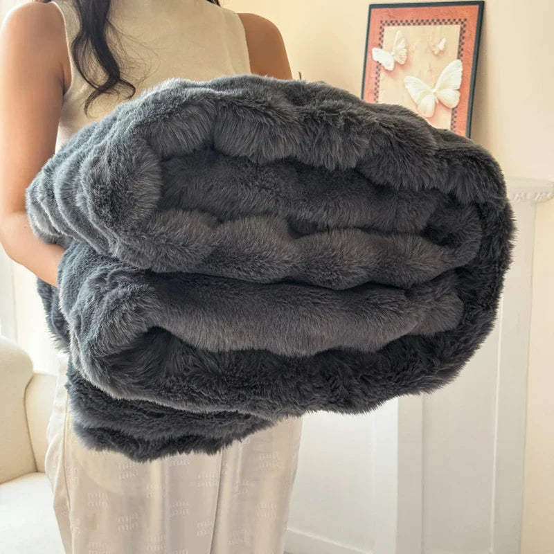 Maliben | Cosyluxe Plush Blanket Double Layer Extra Thick Soft Rabbit Fur Imitation Easy Care