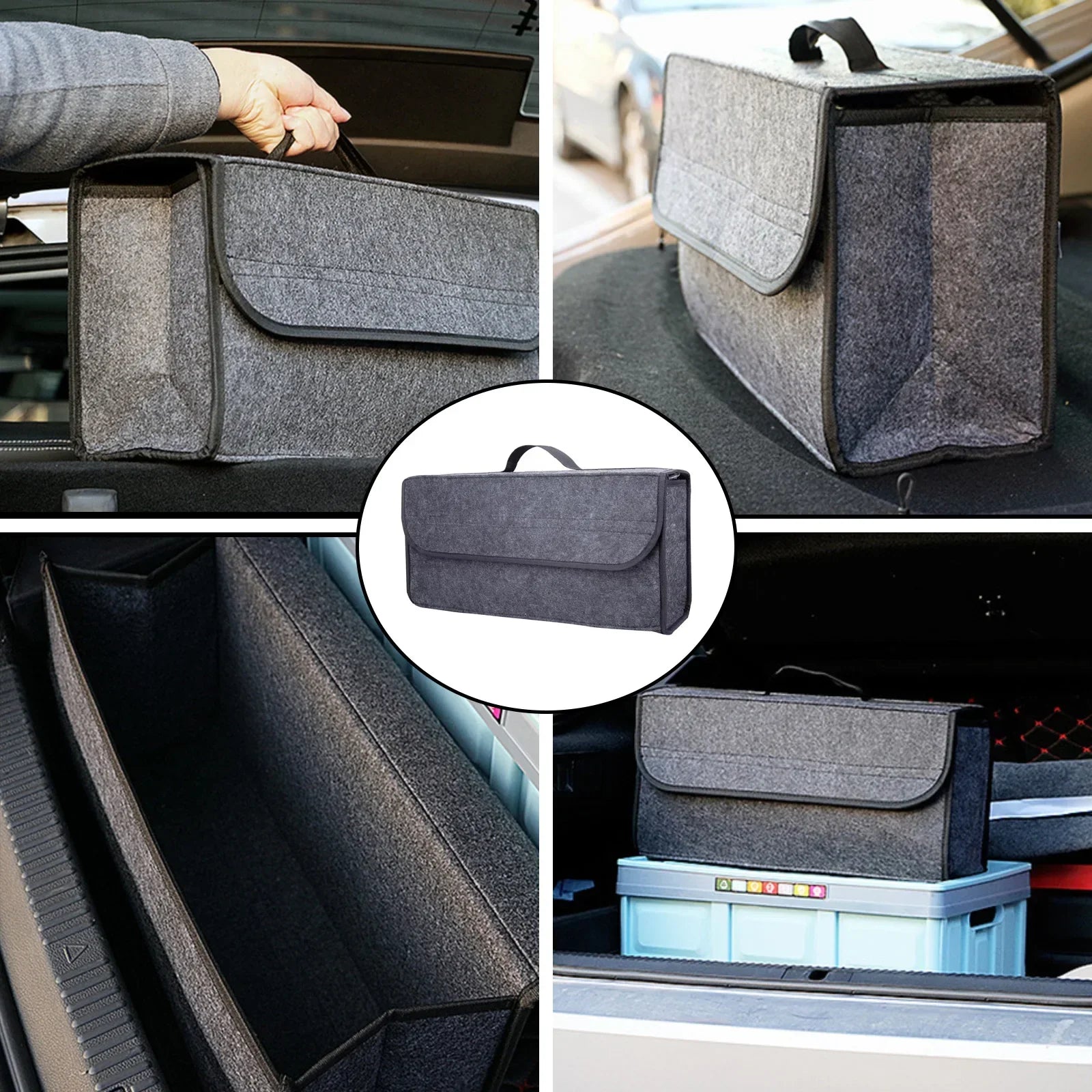 Maliben | Feltario Storage Bag | Felt Organizer With Handle | Versatile & Self-Adhesive | For Car, Office & Home