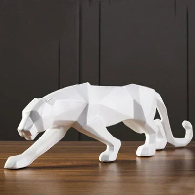 Maliben | Panther Statue, Animal Figure, Abstract Geometric Style, Resin, Leopard Sculpture, Home Office, Desktop Decoration, Crafts