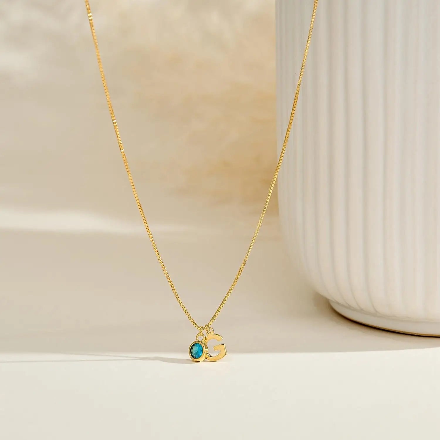 Maliben | Dainty Initial & Birthstone Necklace