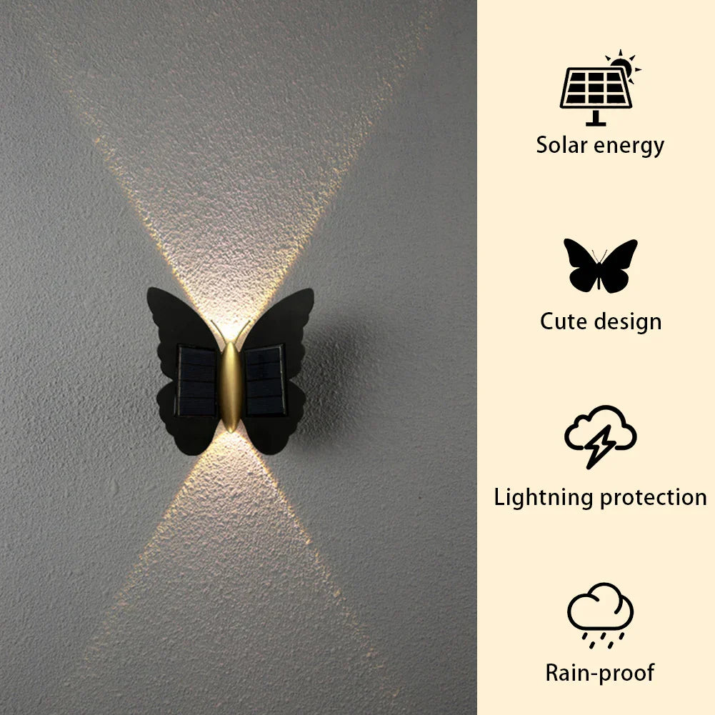 Maliben | Lumora Flyglow Solar Wall Light Butterfly | With Motion Sensor & Auto On/Off | Ip65 Waterproof | For Garden & Entrance