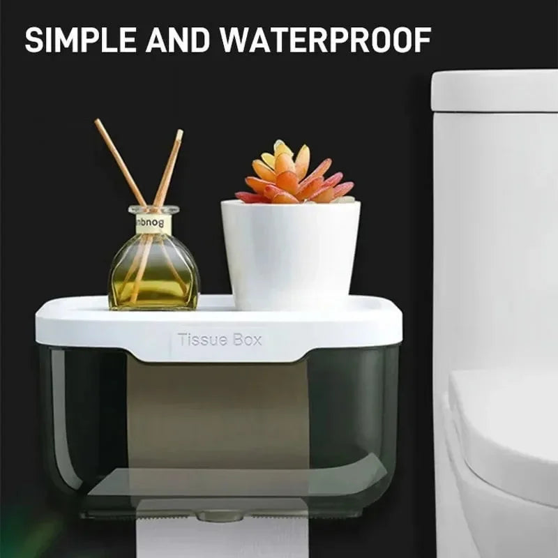 Maliben | Wall-Mounted Toilet Paper Holder | With Shelf & Waterproof Box | Modern & Space-Saving
