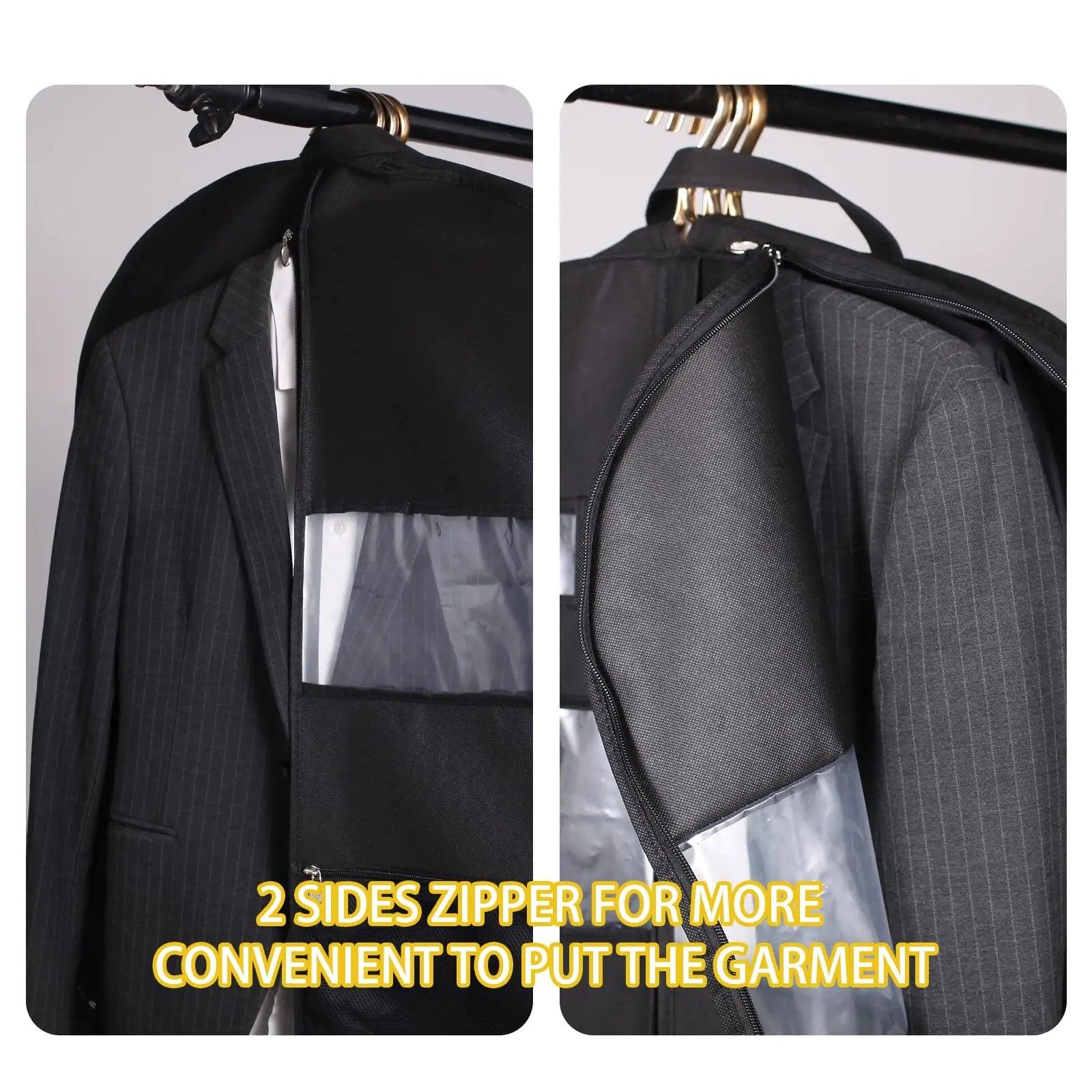 Maliben | Travel Dresses Garment Bag For Travel | Double-Sided Zipper & Xxl Pockets | Breathable & Transparent | 43 Inch Hanging Suit Organizer