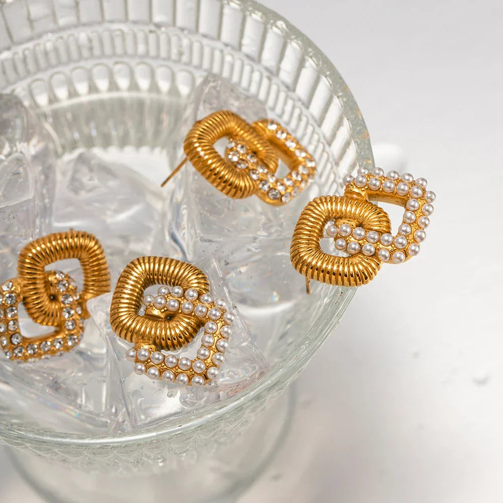 Maliben | 18k Textured Dual Squircle Earrings