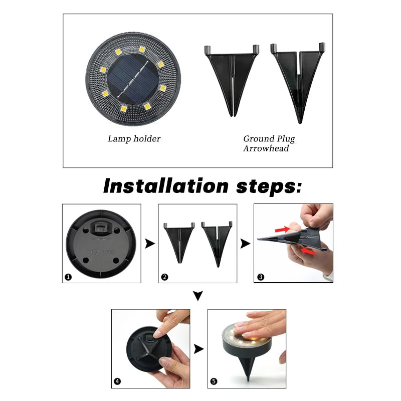 Maliben | Terraluna Solar Ground Light Led | Ip68 Waterproof | Automatic Light Control | For Garden, Path & Terrace