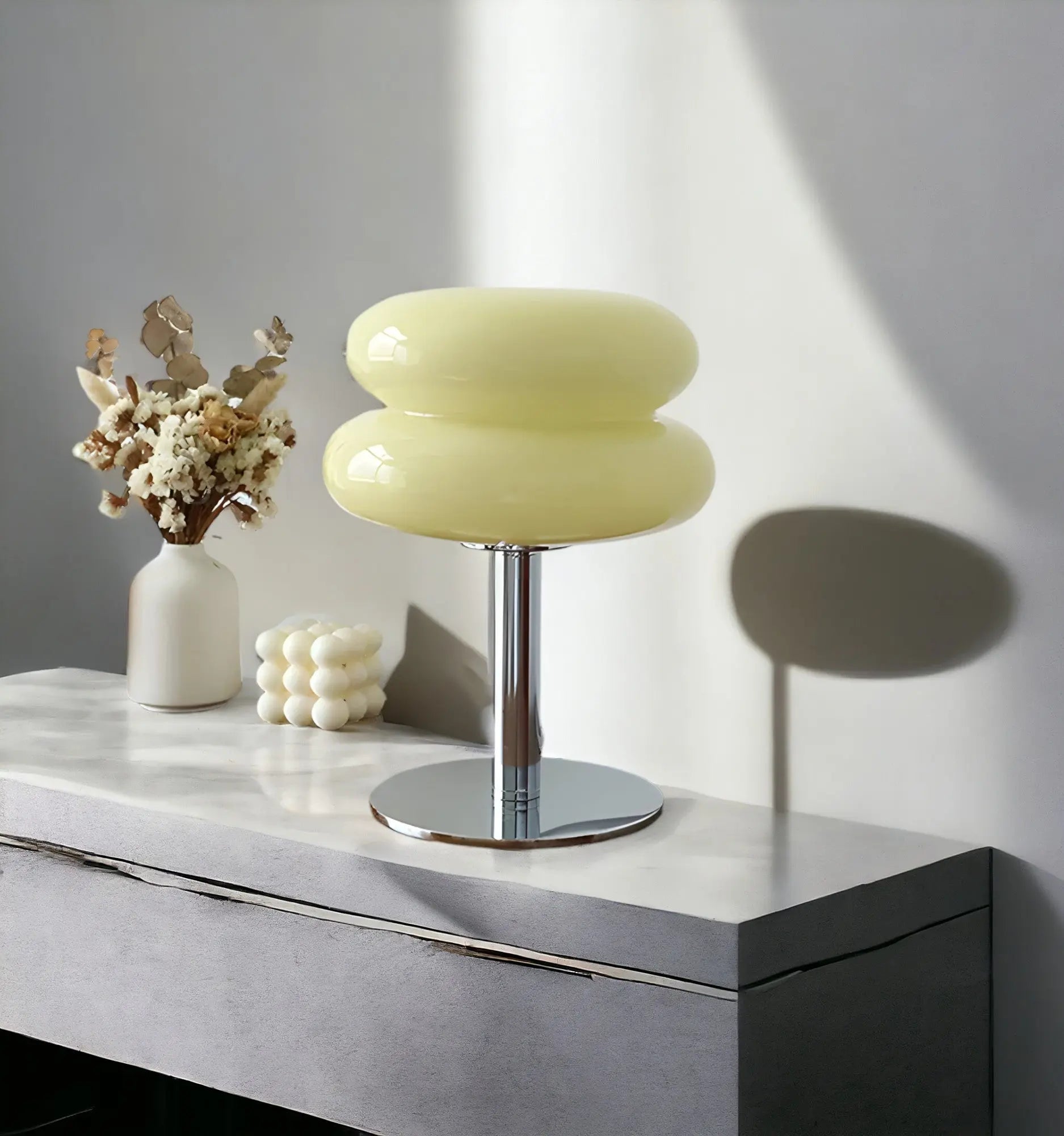 Maliben | Elegant Macaron Glass Table Lamp With Usb - 3 Light Colors
