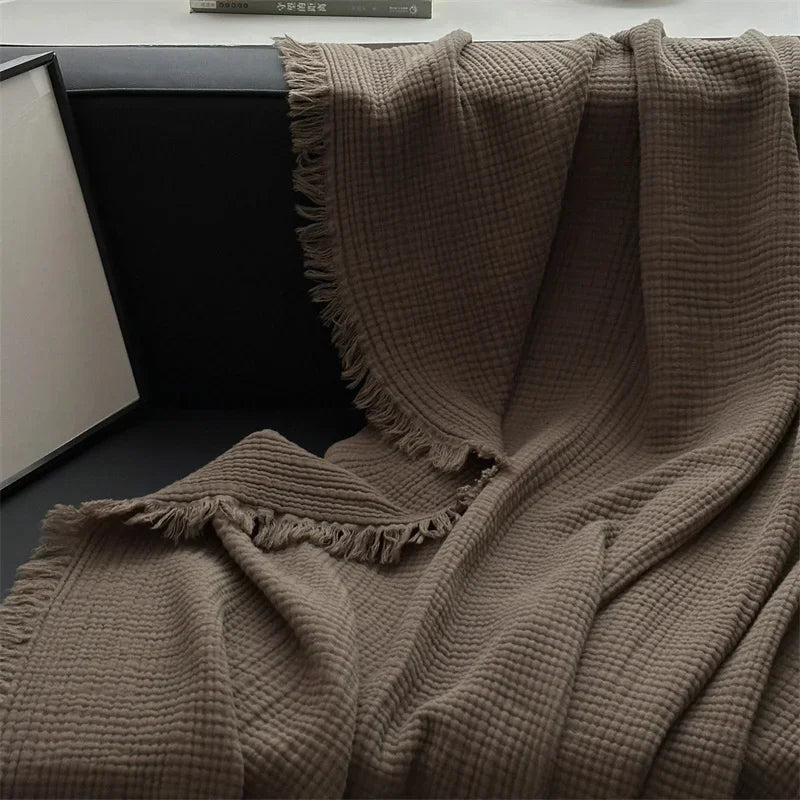 Maliben | Solid Color Cotton Sofa Blanket