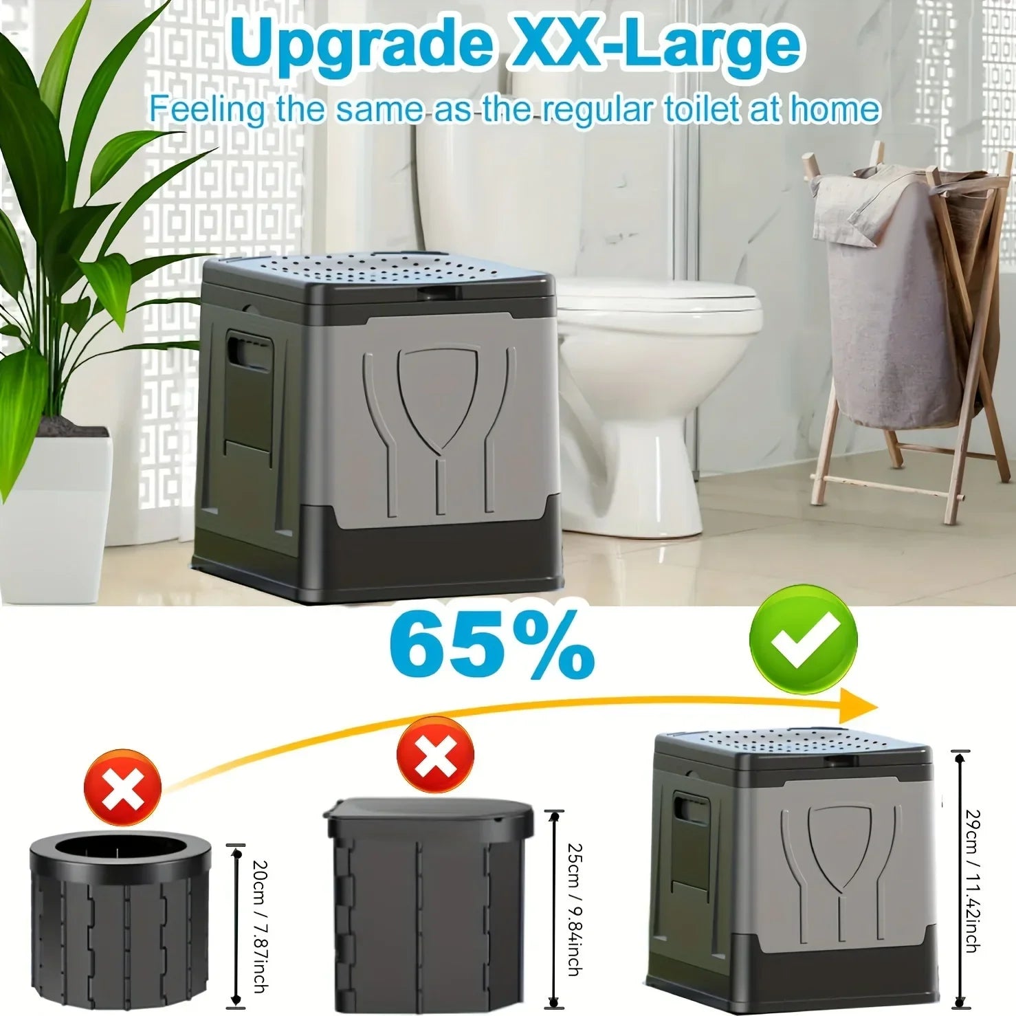 Maliben | Foldable Camping Toilet Camploo Xl | Portable With Lid | Extra Large & Sturdy | For Outdoor, Travel & Boat