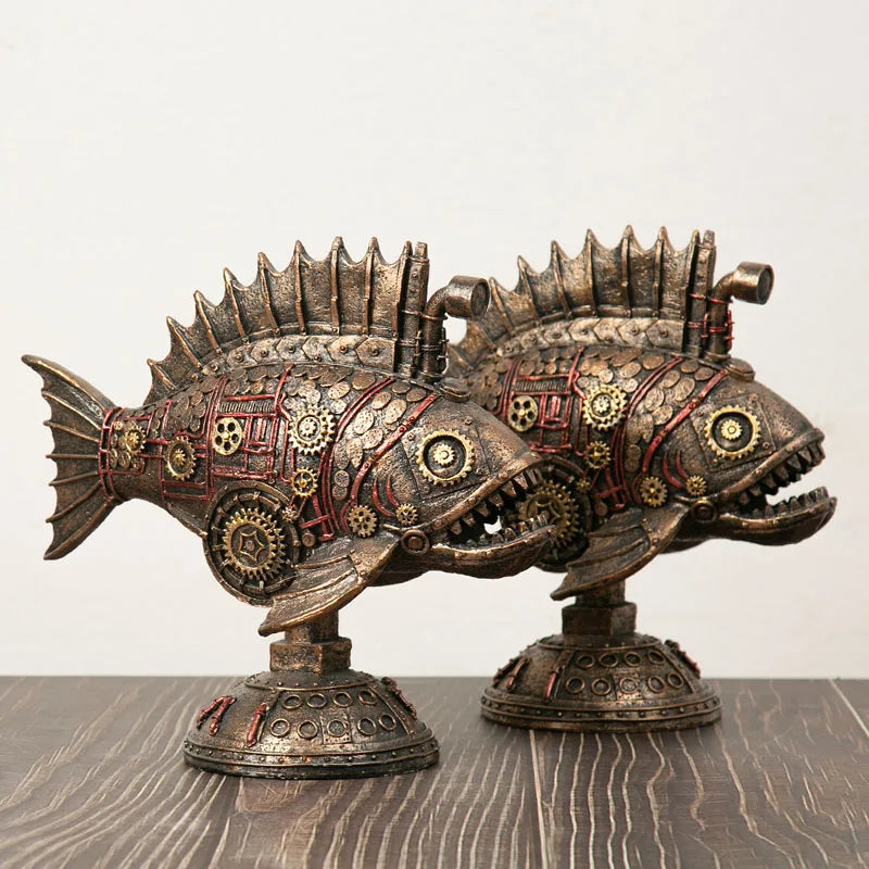 Maliben | Steampunk Mechanical Blackfish Figurine