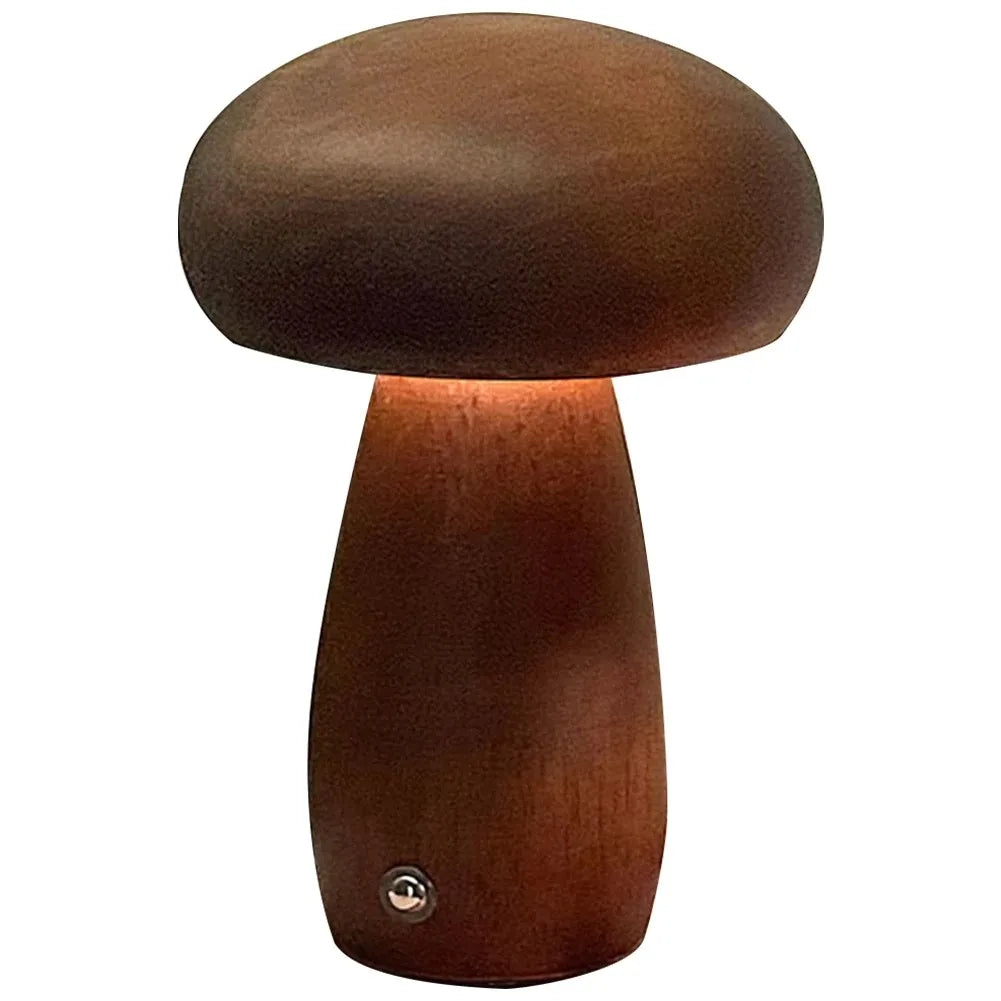 Maliben | Dimmable Led Mushroom Night Light Made Of Wood With Usb Charging