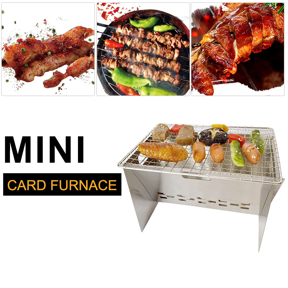 Maliben | Stainless Steel Portable Folding Camping Mini Grill