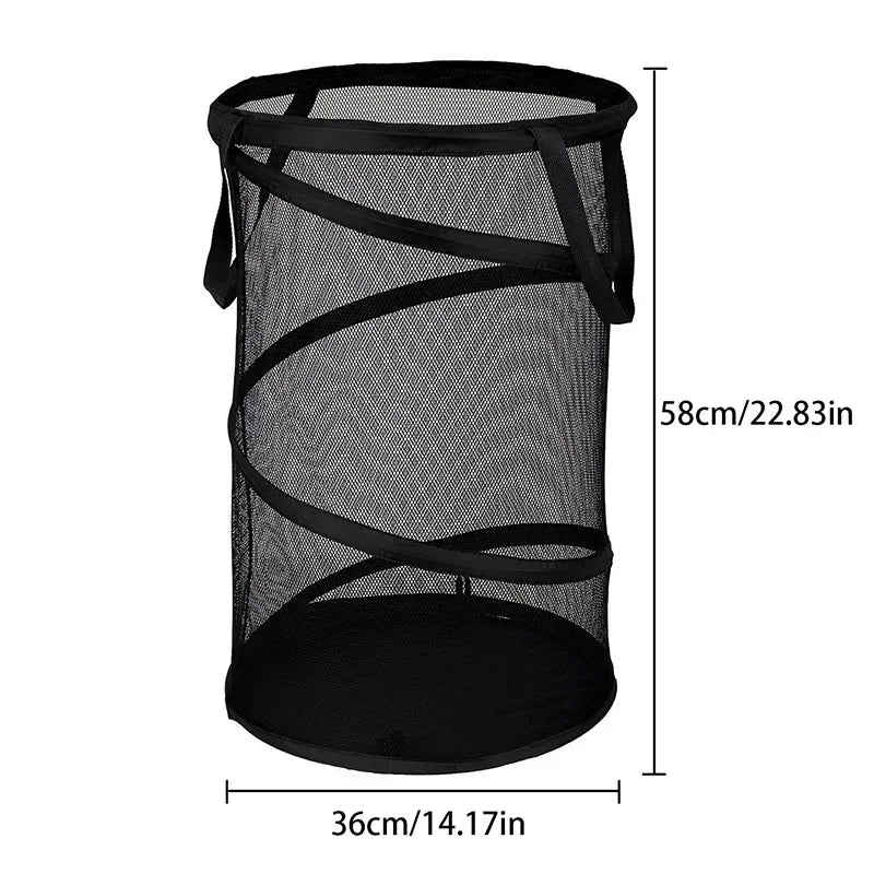 Maliben | Spirafold Laundry Basket | Foldable & Breathable | Mesh Design With Carry Handles | For Home, Bathroom & Student Apartment