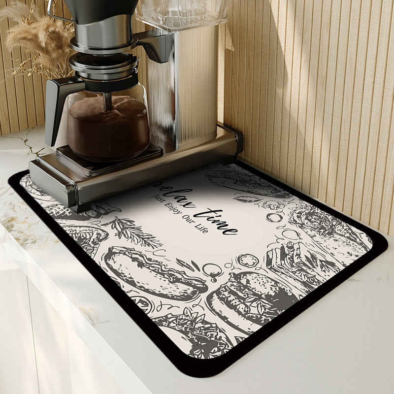 Maliben | Draining Mat | Super Absorbent, Non-Slip & Unique Design