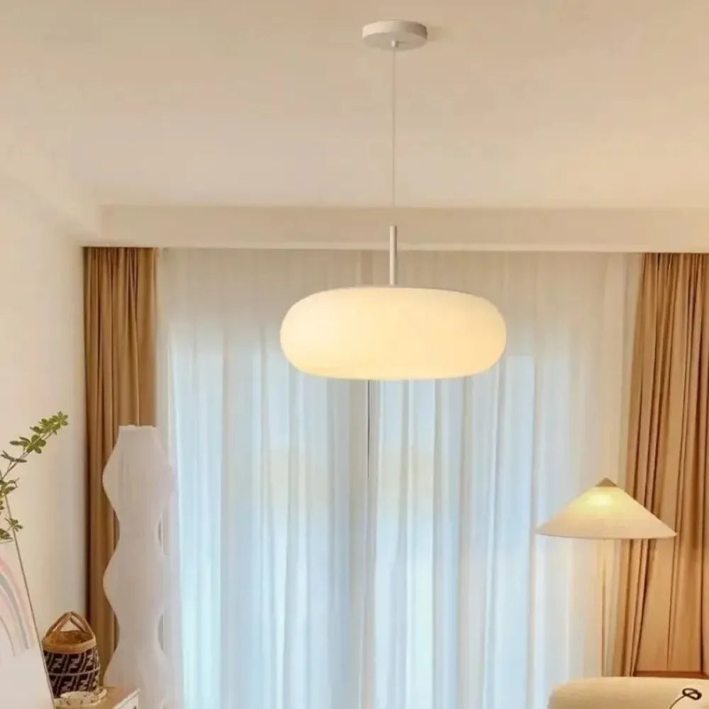 Maliben | Modern Cream Pendant Lamp In Simple Chandelier Style With Warm Led Lighting