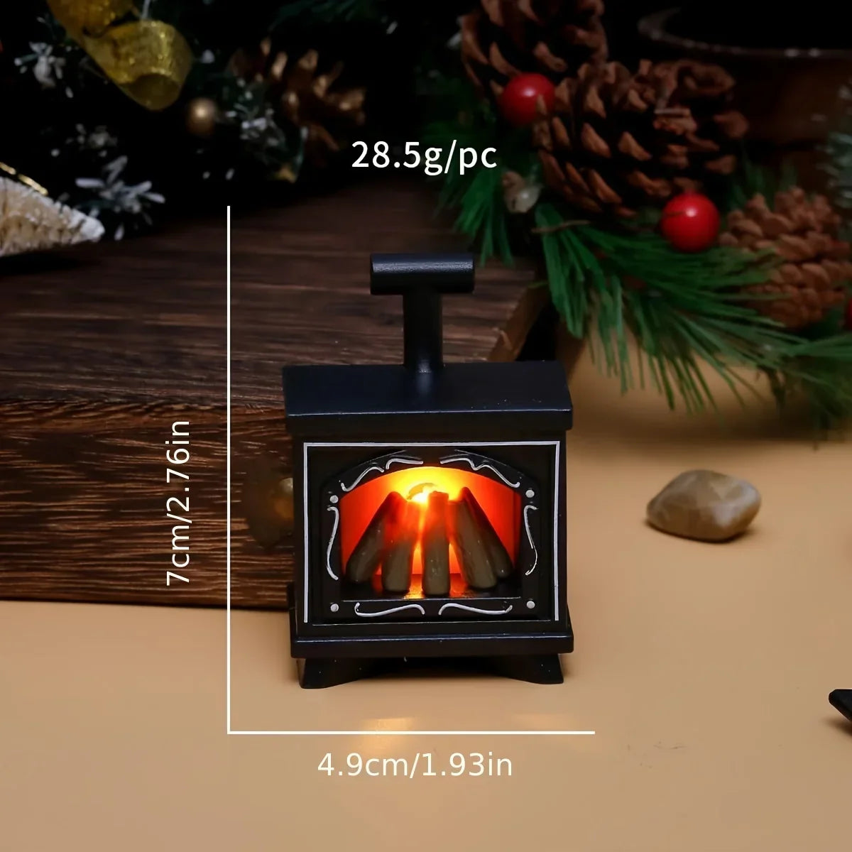 Maliben | Minoria Dollhouse Fireplace Miniature | With Light Effect | 1:12 Scale | Christmas & Home Decor | 7 × 4.9 Cm