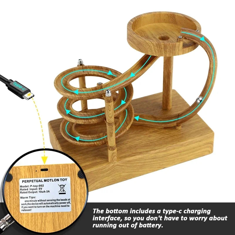 Maliben | Wooden Perpetual Spiral Motion Kinetic Ball Roller Science Toy