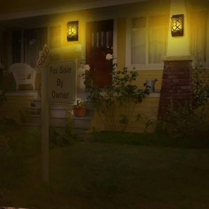 Maliben | Solar-Torch Flammaluce | 96 Led Flame Light | Ip65 Waterproof | Garden Wall Lamp With Grid Design