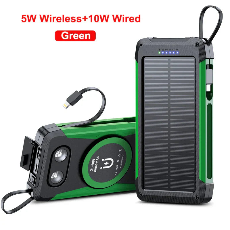 Maliben | Voltaris Magcharge Solar Powerbank 10000mah | Magnetic Wireless Charging | 22.5w Fast Charging Function | With Cable & Flashlight | For Iphone, Samsung & Co.