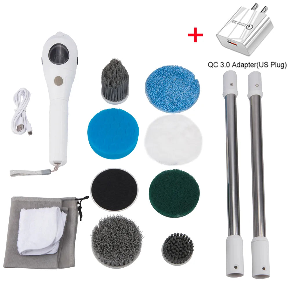 Maliben | SIngle Cleaning Solution: 8-in-1 Multifunctional Electric Cleaning Brush - Wireless And Rotating For Bathroom, Kitchen, Windows, And Toilet