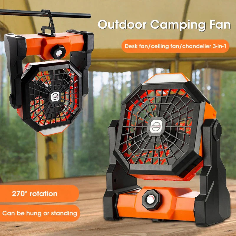 Maliben | Campora Breezelight | 2-In-1 Camping Fan With Led Lantern | 7800 Mah Battery | 270° Rotatable | Usb Rechargeable | For Tent, Outdoor & Travel